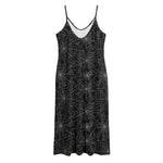 Black And White Spider Web Pattern Print Jersey Midi Cami Dress
