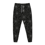 Black And White Spider Web Pattern Print Jogger Pants