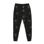 Black And White Spider Web Pattern Print Jogger Pants