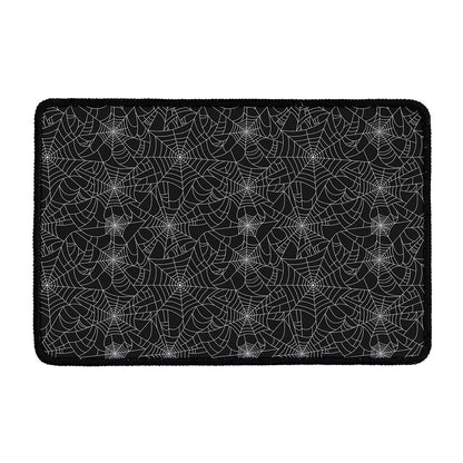 Black And White Spider Web Pattern Print Kitchen Mat