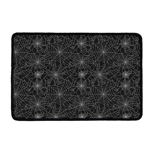 Black And White Spider Web Pattern Print Kitchen Mat