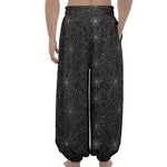 Black And White Spider Web Pattern Print Lantern Pants