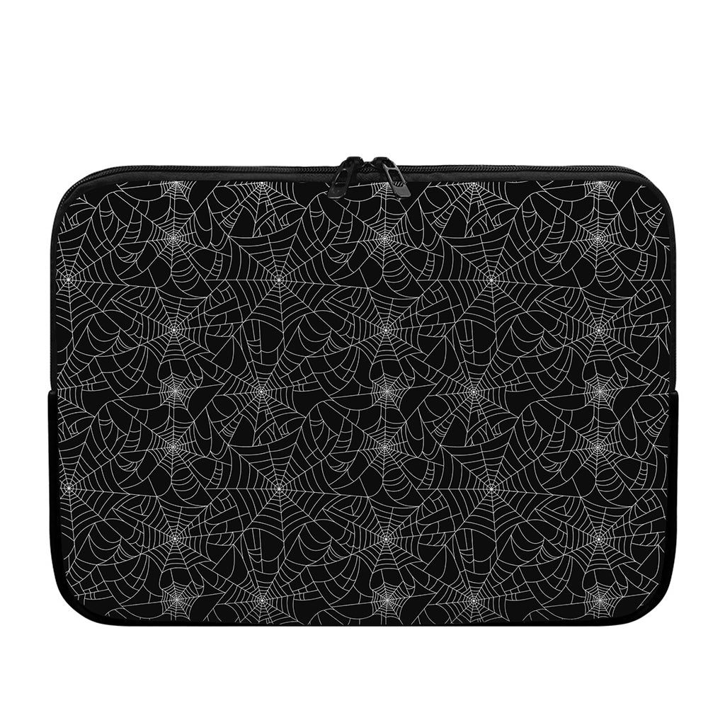 Black And White Spider Web Pattern Print Laptop Sleeve