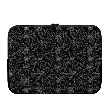 Black And White Spider Web Pattern Print Laptop Sleeve