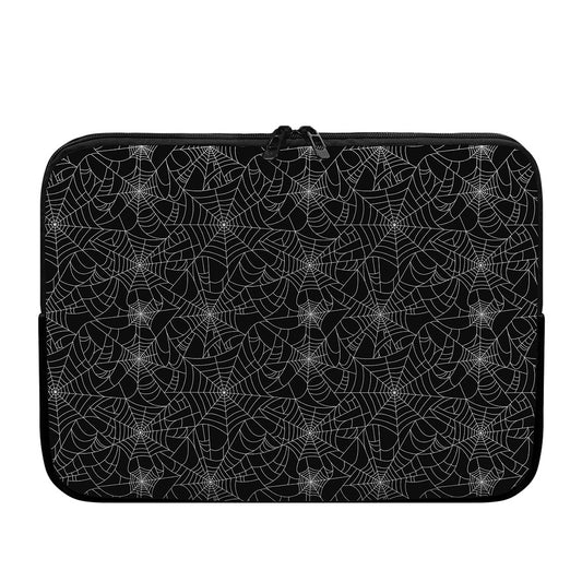 Black And White Spider Web Pattern Print Laptop Sleeve
