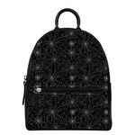 Black And White Spider Web Pattern Print Leather Backpack