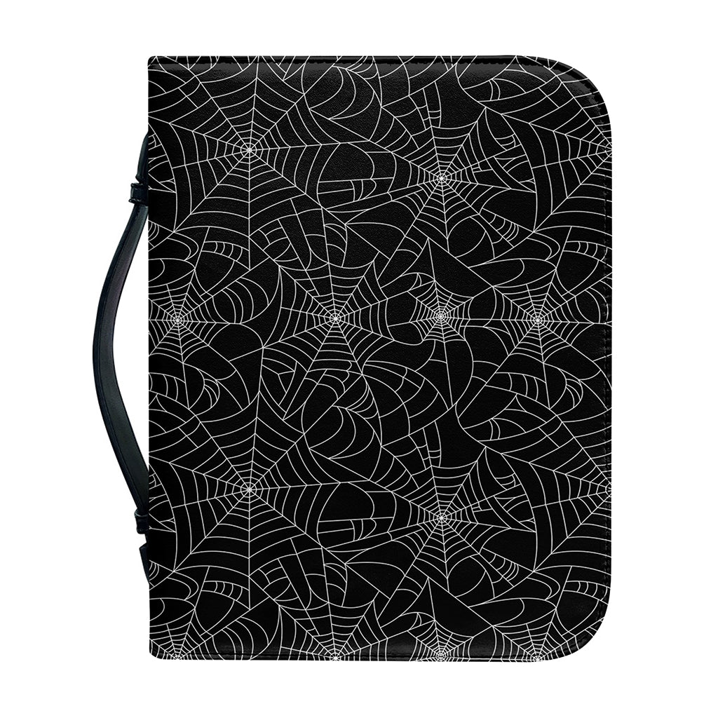 Black And White Spider Web Pattern Print Leather Bible Cover
