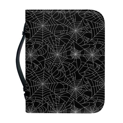 Black And White Spider Web Pattern Print Leather Bible Cover