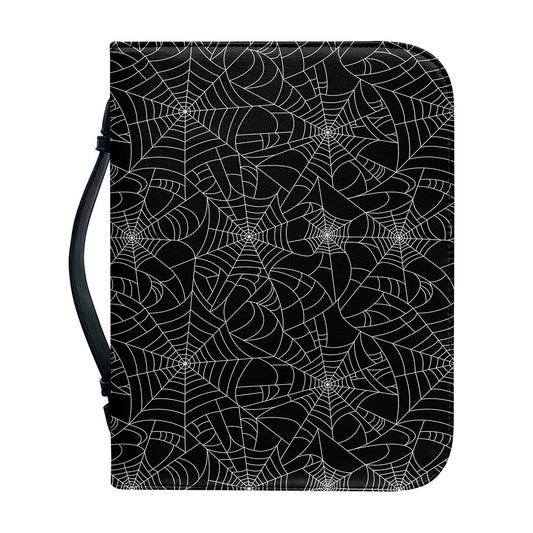 Black And White Spider Web Pattern Print Leather Bible Cover