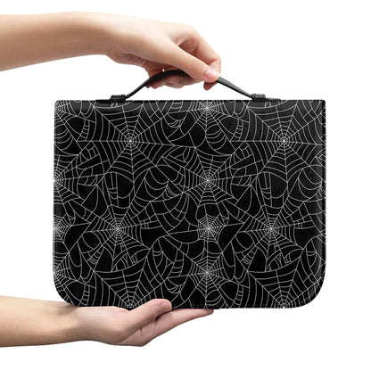 Black And White Spider Web Pattern Print Leather Bible Cover