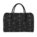 Black And White Spider Web Pattern Print Leather Duffel Bag