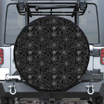 Black And White Spider Web Pattern Print Leather Spare Tire Cover