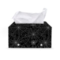 Black And White Spider Web Pattern Print Leather Tissue Box Cover