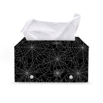 Black And White Spider Web Pattern Print Leather Tissue Box Cover