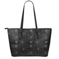 Black And White Spider Web Pattern Print Leather Tote Bag With Zipper