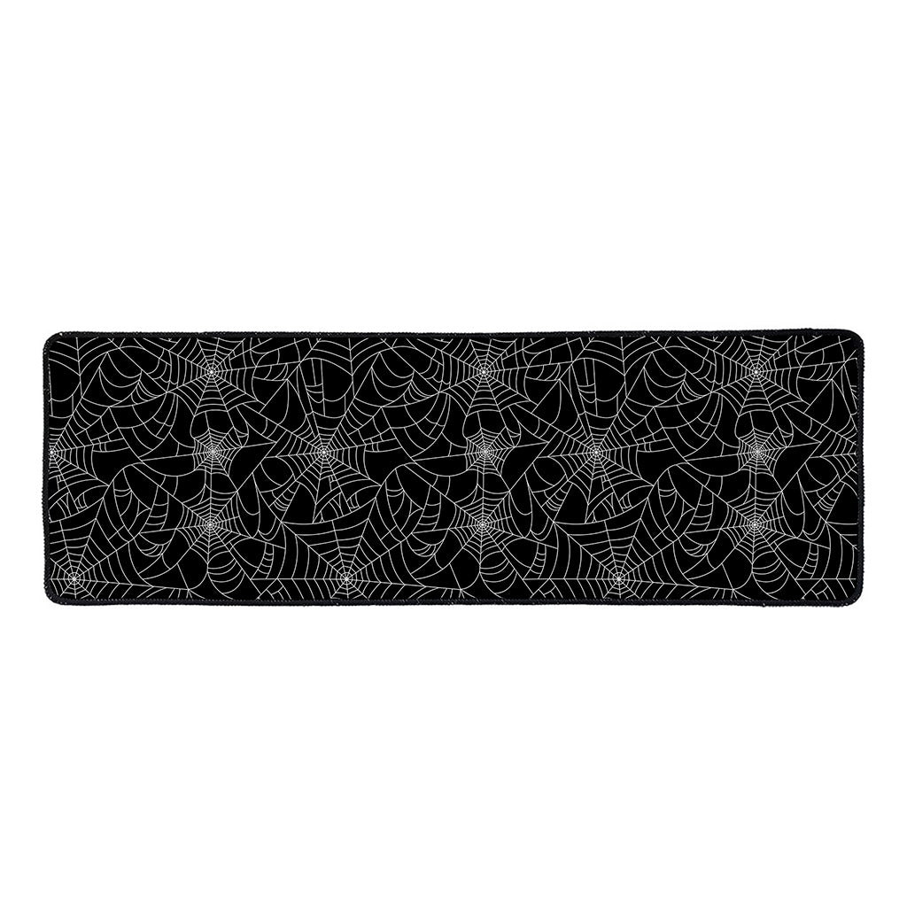 Black And White Spider Web Pattern Print Long Kitchen Mat