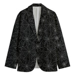 Black And White Spider Web Pattern Print Men's Blazer