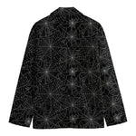 Black And White Spider Web Pattern Print Men's Blazer