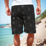 Black And White Spider Web Pattern Print Men's Cargo Shorts