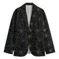Black And White Spider Web Pattern Print Men's Cotton Blazer