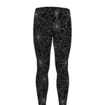 Black And White Spider Web Pattern Print Men's leggings