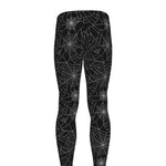 Black And White Spider Web Pattern Print Men's leggings