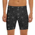 Black And White Spider Web Pattern Print Men's Long Boxer Briefs