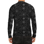 Black And White Spider Web Pattern Print Men's Long Sleeve Rash Guard