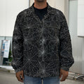 Black And White Spider Web Pattern Print Men's Shirt Jacket