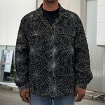 Black And White Spider Web Pattern Print Men's Shirt Jacket