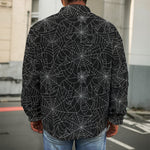 Black And White Spider Web Pattern Print Men's Shirt Jacket