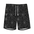 Black And White Spider Web Pattern Print Men's Athletic Shorts