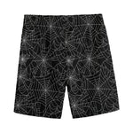 Black And White Spider Web Pattern Print Men's Sports Shorts