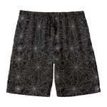 Black And White Spider Web Pattern Print Men's Swim Trunks