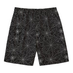 Black And White Spider Web Pattern Print Men's Swim Trunks
