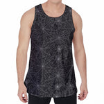 Black And White Spider Web Pattern Print Men's Velvet Tank Top