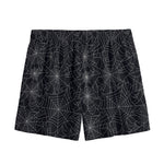 Black And White Spider Web Pattern Print Mesh Shorts