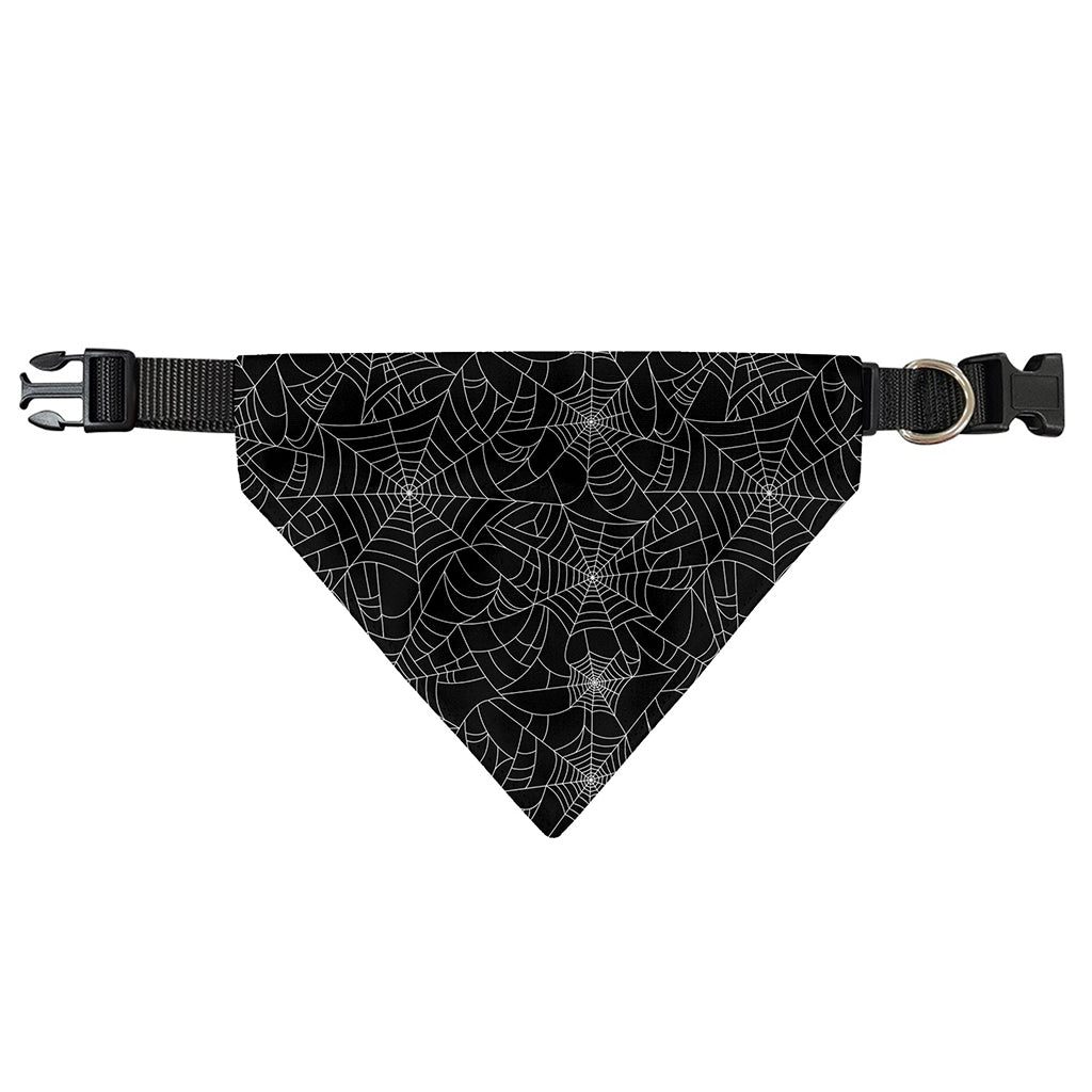 Black And White Spider Web Pattern Print Over The Collar Dog Bandana