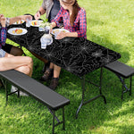 Black And White Spider Web Pattern Print Picnic Table Cover