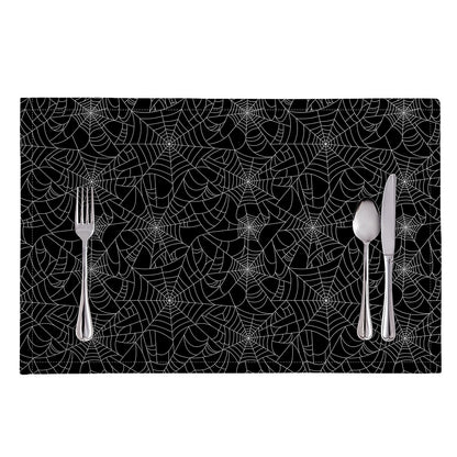 Black And White Spider Web Pattern Print Placemat