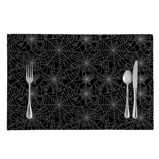 Black And White Spider Web Pattern Print Placemat