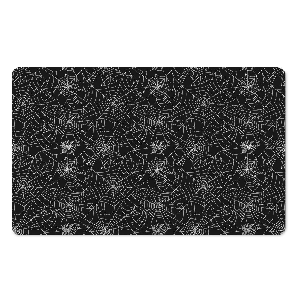 Black And White Spider Web Pattern Print Polyester Doormat