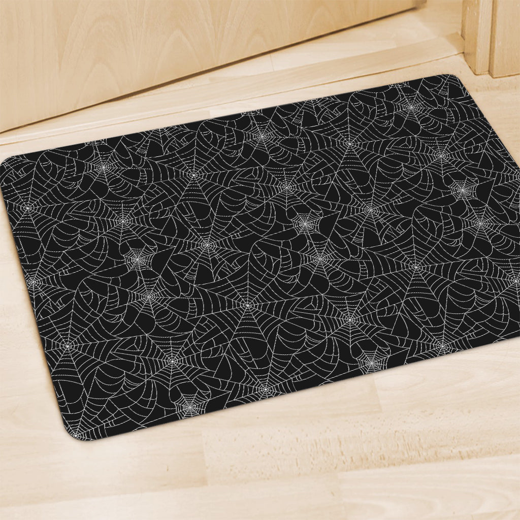 Black And White Spider Web Pattern Print Polyester Doormat