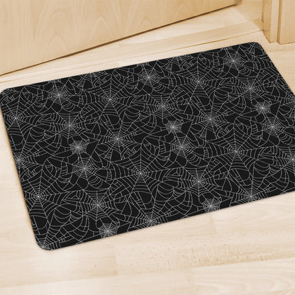 Black And White Spider Web Pattern Print Polyester Doormat