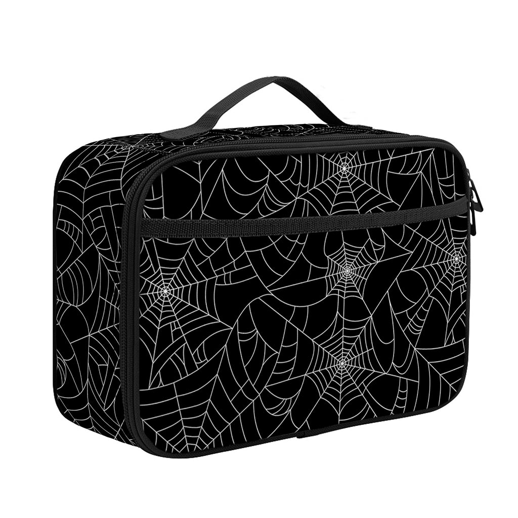 Black And White Spider Web Pattern Print Portable Lunch Bag