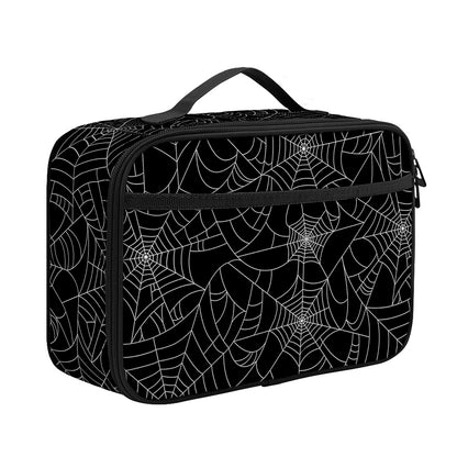 Black And White Spider Web Pattern Print Portable Lunch Bag