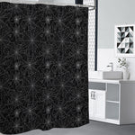 Black And White Spider Web Pattern Print Premium Shower Curtain