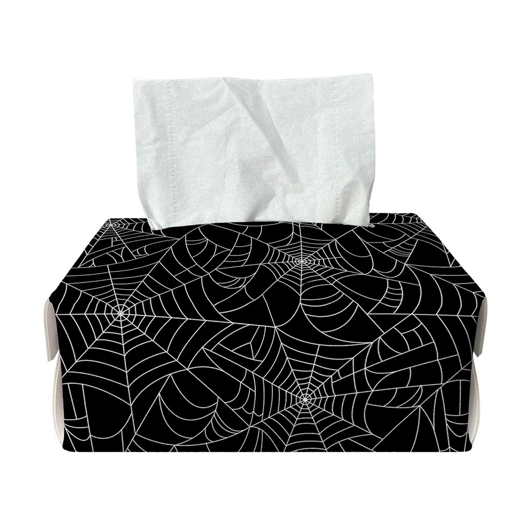 Black And White Spider Web Pattern Print Rectangle Tissue Box Cover