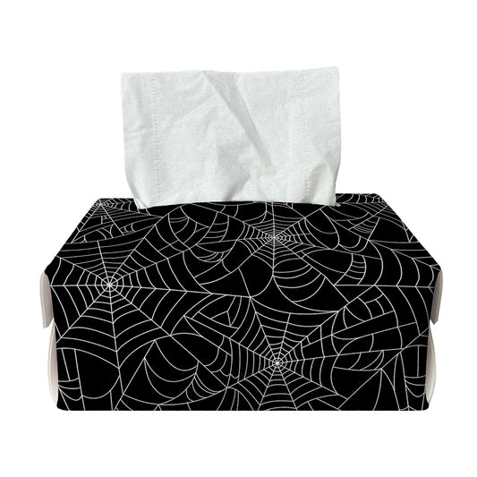 Black And White Spider Web Pattern Print Rectangle Tissue Box Cover