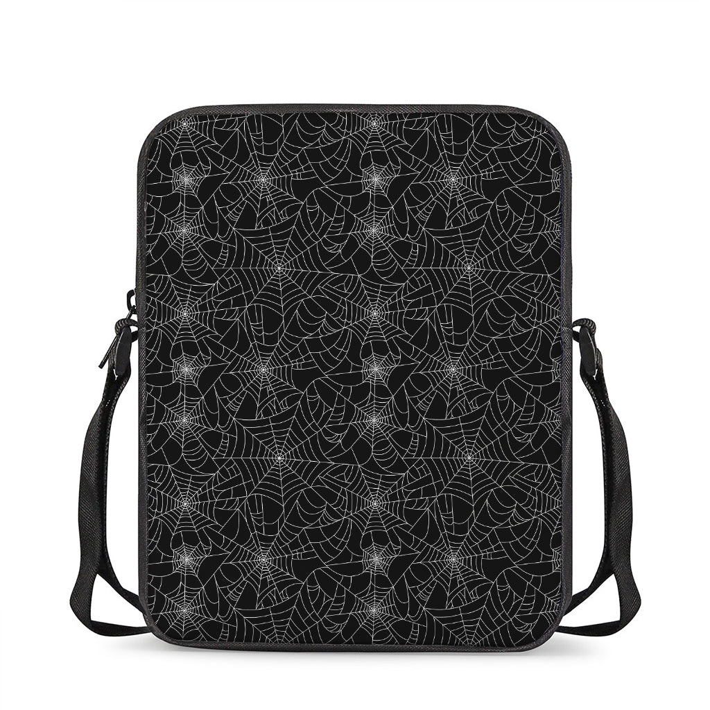 Black And White Spider Web Pattern Print Rectangular Crossbody Bag